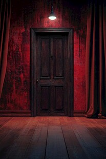 红幕中的神秘木门