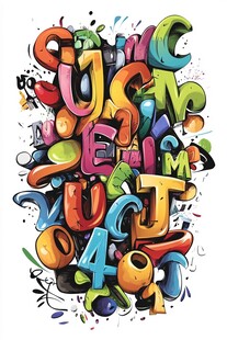 多彩涂鸦字母艺术组合