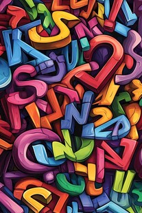 多彩立体字母堆叠画面