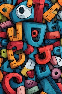 色彩斑斓的字母堆叠图案