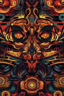 神秘炫彩图腾风格艺术图案