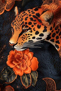 豹与花的神秘艺术图案