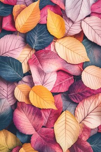 多彩秋叶的浪漫纹理