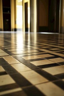 复古拼花地板的室内走廊