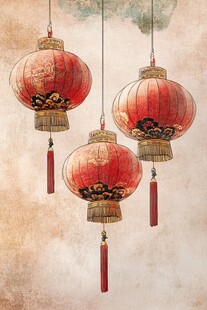 中式红灯笼 传统喜庆氛围