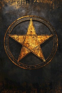 复古金色五角星徽章图案