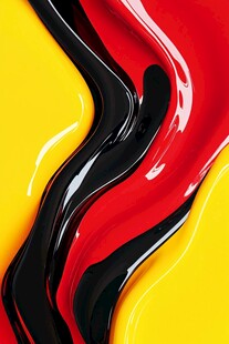 红黄黑三色流动艺术纹理