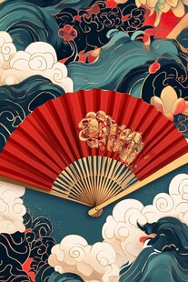 中式折扇于传统山水间