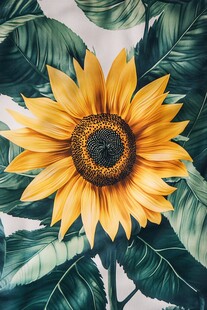 向日葵绿叶图案装饰画