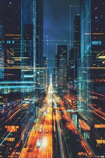 都市夜景车流璀璨瞬间