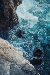 海浪拍击岩石的壮阔景象