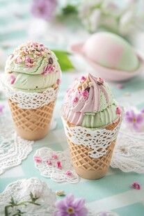 双色花漾冰淇淋甜筒