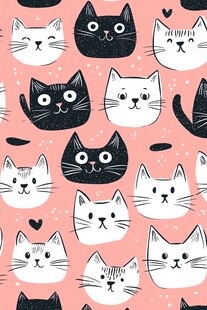 可爱猫咪粉色背景图案