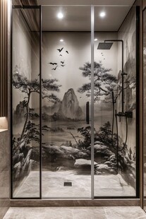 中式山水风淋浴房艺术设计