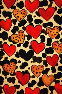 爱心豹纹图案装饰画
