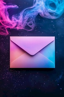 梦幻渐变信封与绚丽烟雾
