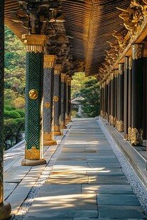 古建长廊的精致华丽景致