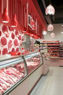 时尚红色系肉类超市陈列
