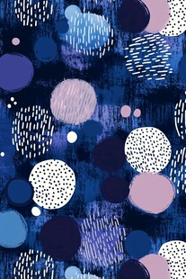 蓝紫系手绘风圆点抽象图案
