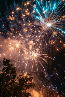 夜空中绚烂的烟花绽放