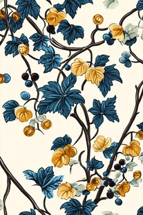 蓝黄植物花卉图案纹理