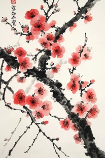 红梅傲雪图