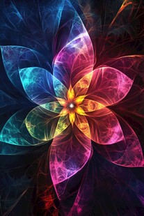 梦幻炫彩分形花朵图案