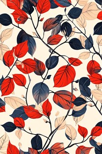 秋日叶影花卉无缝图案