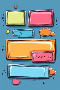 多彩手绘对话框与方块元素