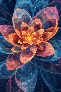 梦幻炫彩分形花朵图案