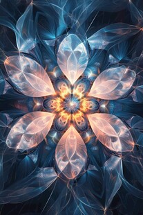 梦幻炫彩分形花朵图案