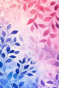 梦幻水彩枝叶背景图
