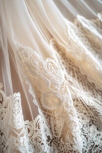 精致蕾丝婚纱裙摆细节