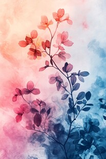 梦幻水彩花卉艺术插画
