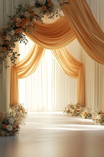 温馨橘色婚礼拱门装饰