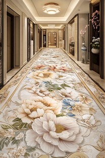 奢华花卉图案的精美走廊
