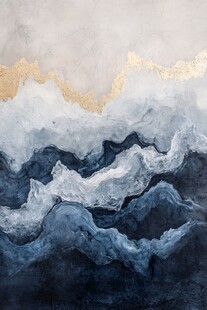 水墨金韵山川抽象画