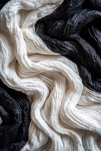 黑白交织的柔软织物纹理