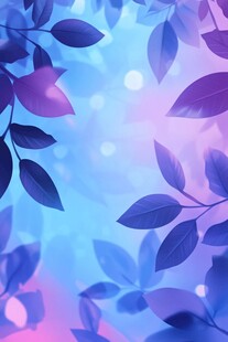 梦幻蓝紫树叶背景图