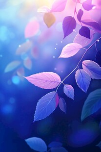 梦幻蓝紫叶片光影图