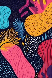 奇幻多彩抽象植物插画