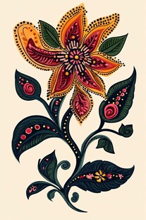 手绘多彩花卉装饰图案