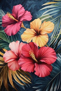 热带花卉绚丽绽放