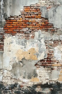 斑驳破旧砖墙纹理特写