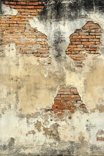 破旧斑驳砖墙纹理背景图