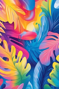 梦幻多彩热带植物插画