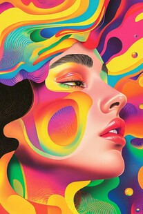 梦幻色彩人脸艺术插画