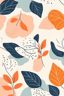 清新手绘风花叶图案背景