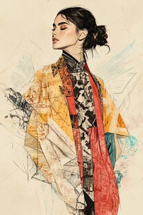 古风女子华服优雅侧影