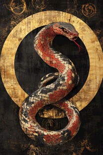 神秘盘旋巨蛇的奇幻图景